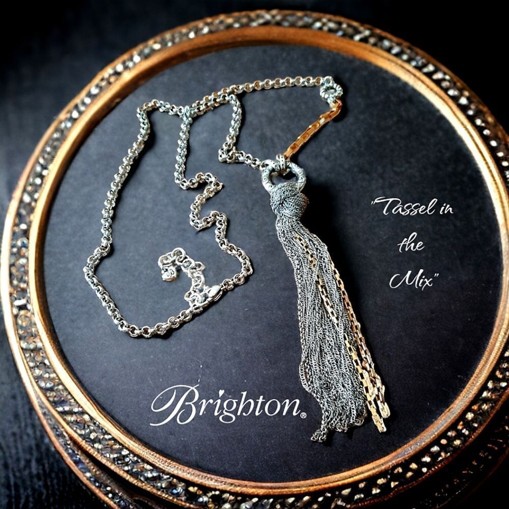 ❌️SOLD❌️BRIGHTON "Tassel in the Mix" Silver and Gold Knotted Necklace - Picture 1 of 10